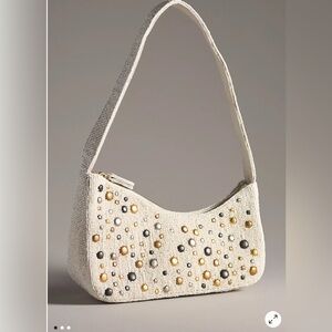 Anthropologie Asymmetric Beaded Shoulder Bag